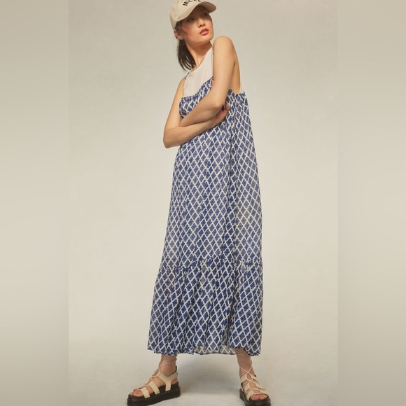 Anthropologie The Maeve Twofer Printed Tank Dress Medium Casual Pull Over Lined - Picture 1 of 13